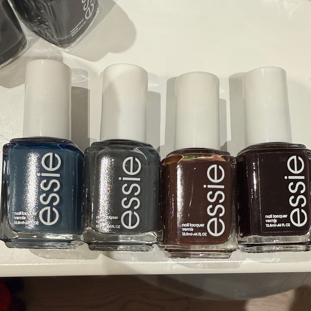Essie Nail Polish Set - Blue, Silver, Brown, Black